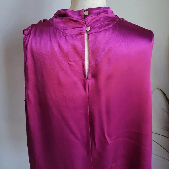 RAILS, New, Kaleen Fuchsia Radiance Ruched Funnel Neck Satin Top, Size XXL - Picture 8 of 13